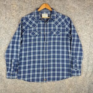 Cody James Pearl Snap Flannel Shirt Mens Large Blue Plaid Long Sleeve Western
